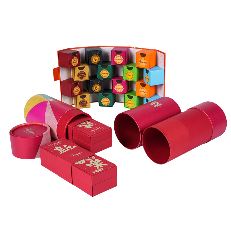 Styvt lyftlock (himlen-och-jord) rund chokladask