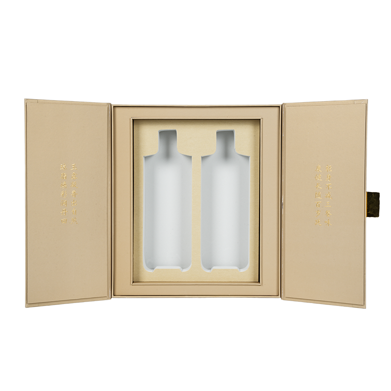 Styv presentförpackning för matolja med två dörrar