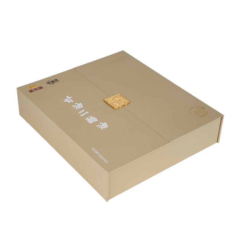 Styv presentförpackning för matolja med två dörrar